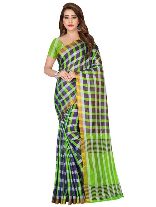 checkered woven saree with blouse - 16893303 - Standard Image - 0