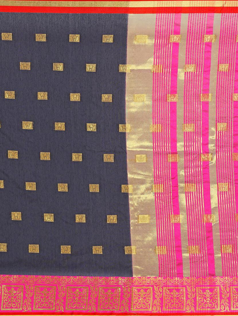 geometrical woven saree with blouse - 16893713 - Standard Image - 3