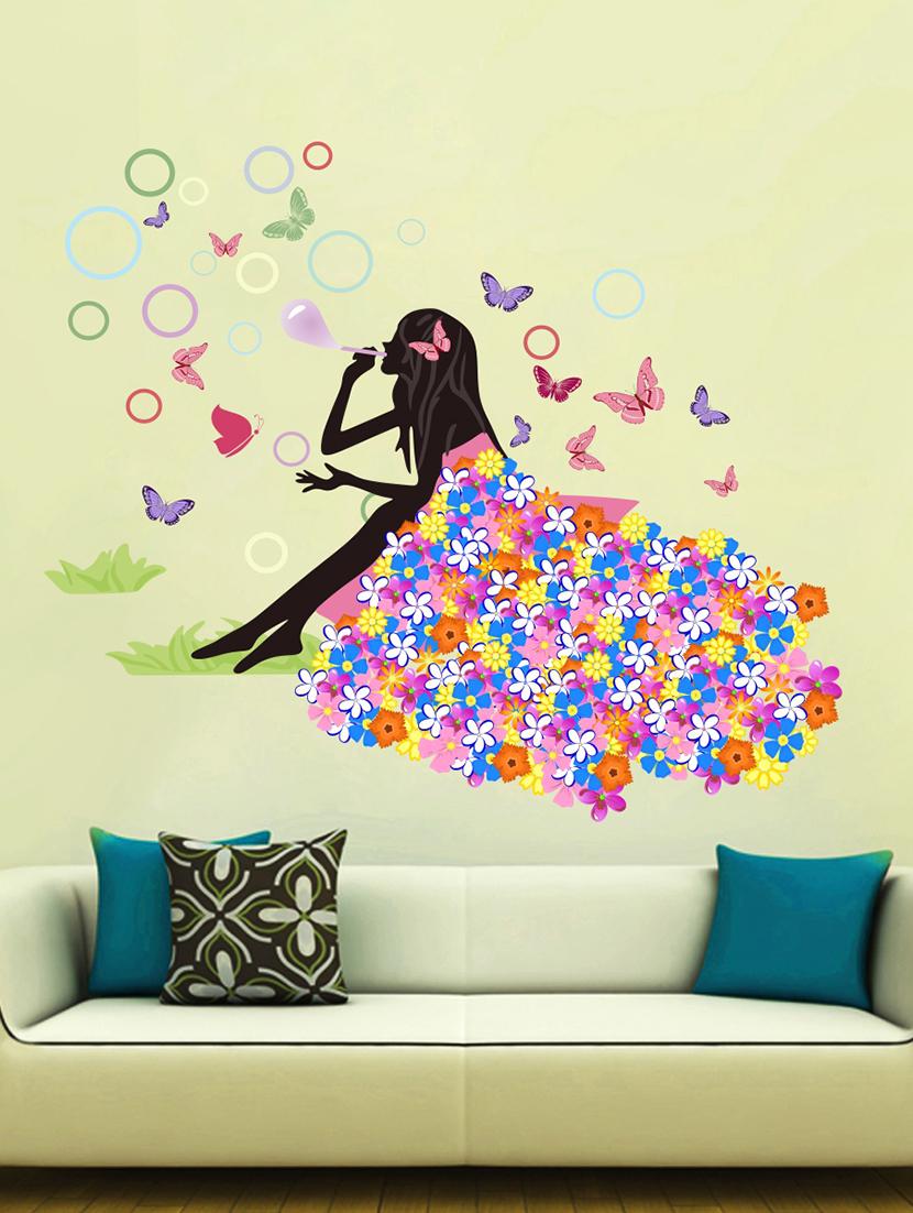 flower girl with butterfly wall sticker  - 16894328 -  Zoom Image - 0