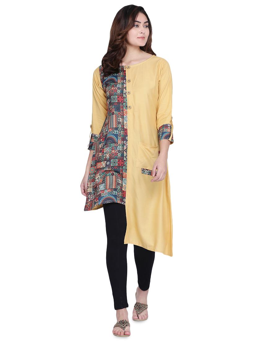 contrast asymmetric kurta - 16894544 - Zoom Image - 0