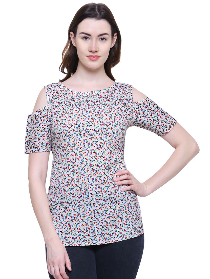 cold shoulder printed top  - 16894935 -  Zoom Image - 0