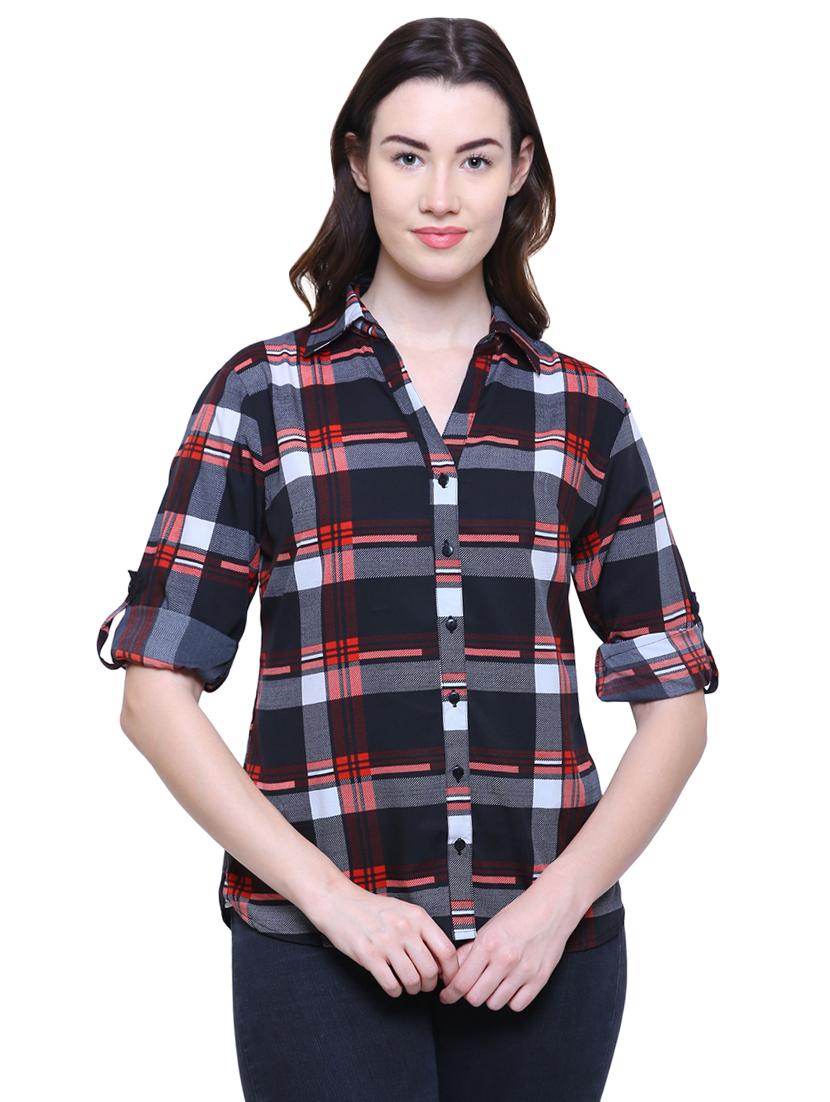 turn up sleeved checkered shirt - 16895071 - Zoom Image - 0