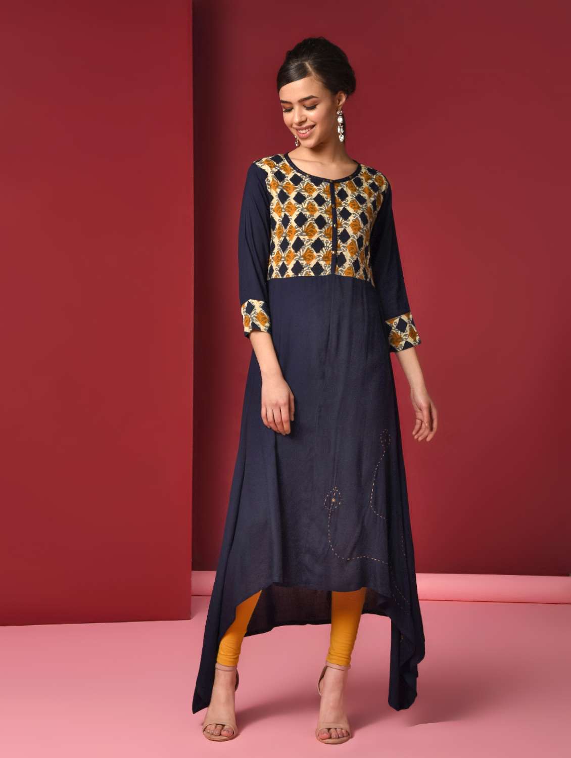 printed asymmetric kurta