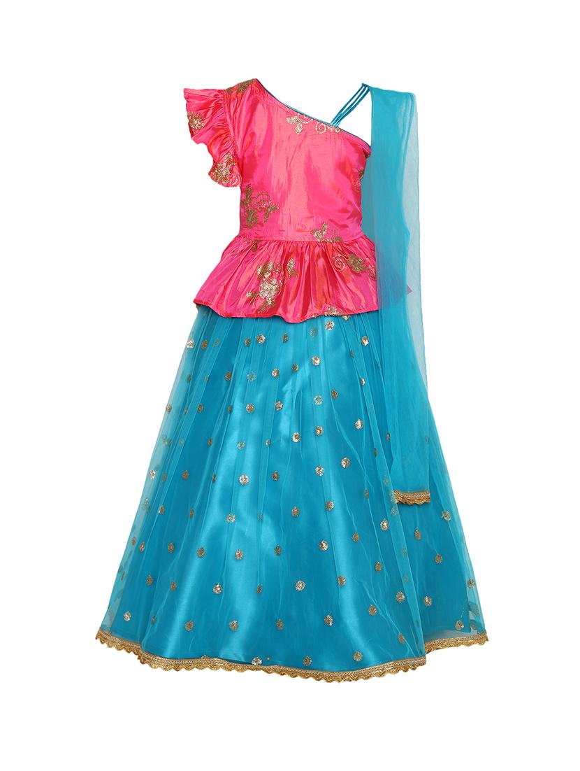 light blue satin lehenga choli - 16896608 - Zoom Image - 0