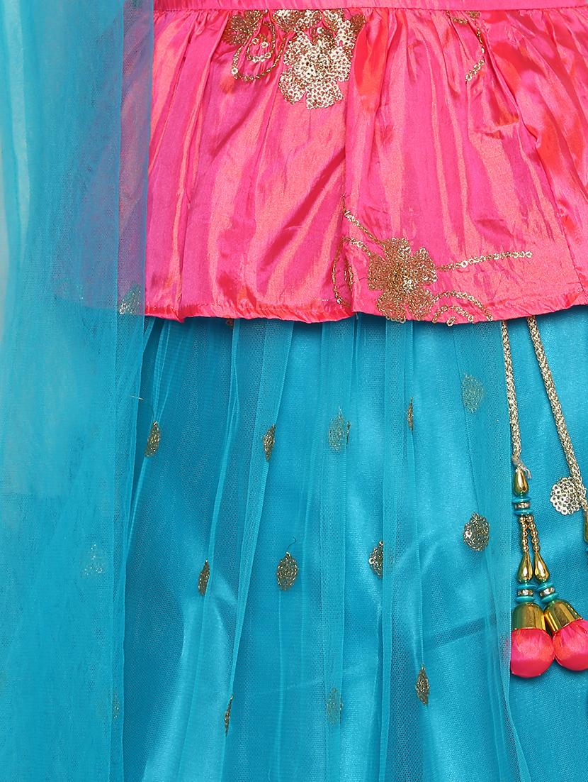 light blue satin lehenga choli - 16896608 - Standard Image - 3