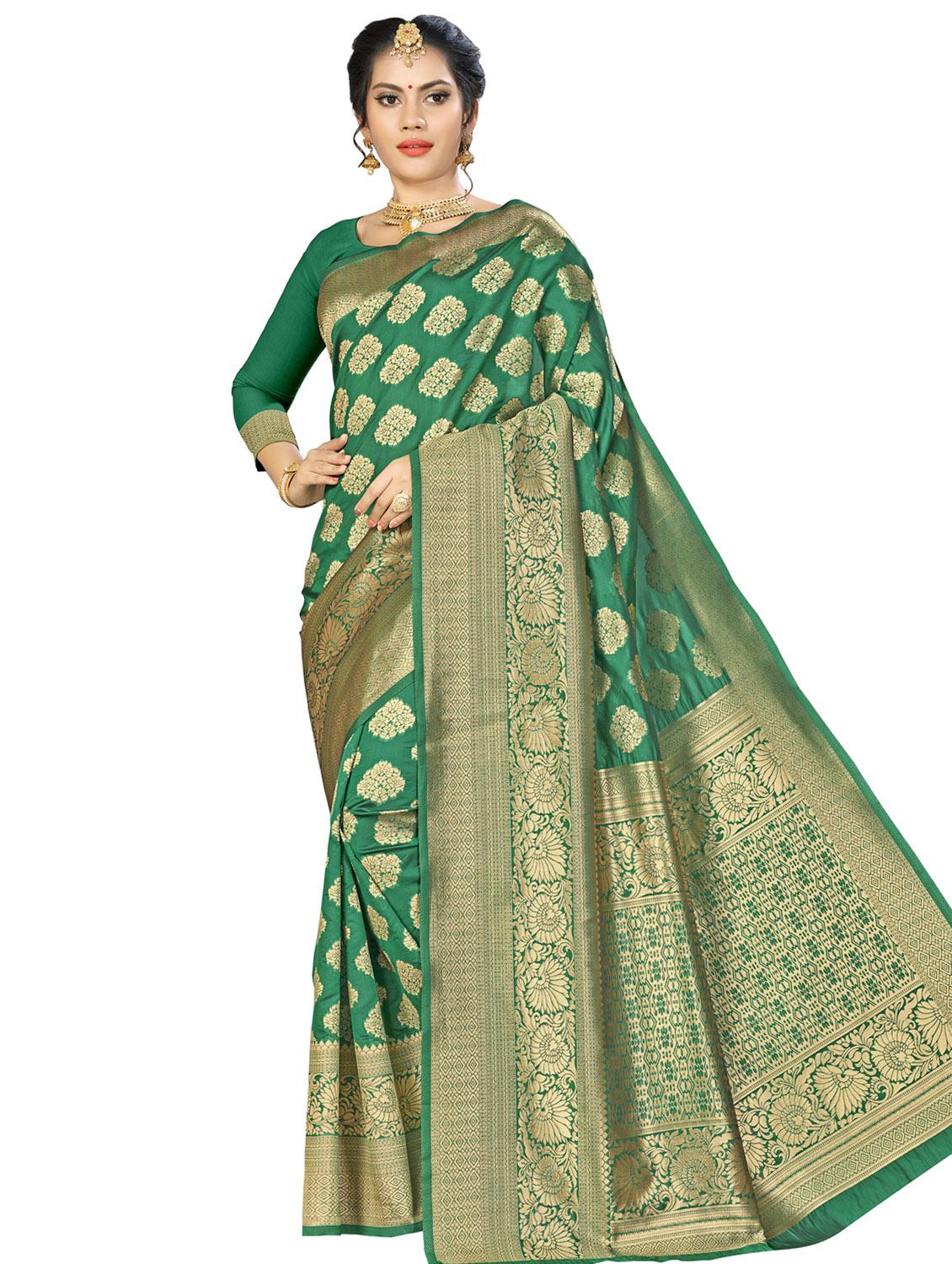 floral banarasi saree with blouse - 16896818 - Zoom Image - 0