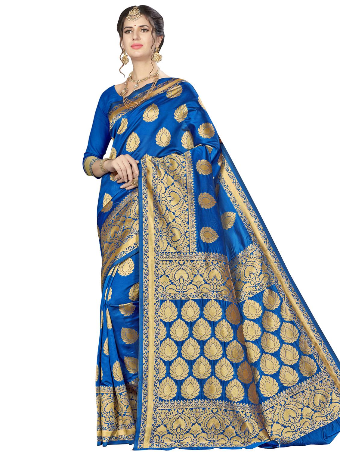 ethnic motif banarasi saree with blouse - 16896821 - Zoom Image - 0