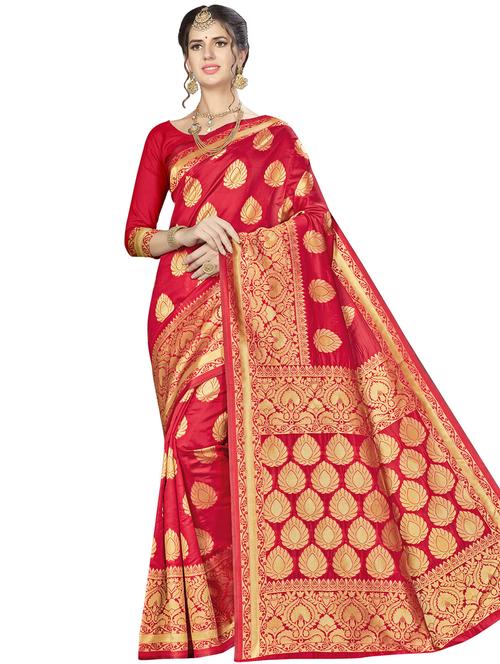 ethnic motif banarasi saree with blouse - 16896822 - Standard Image - 0