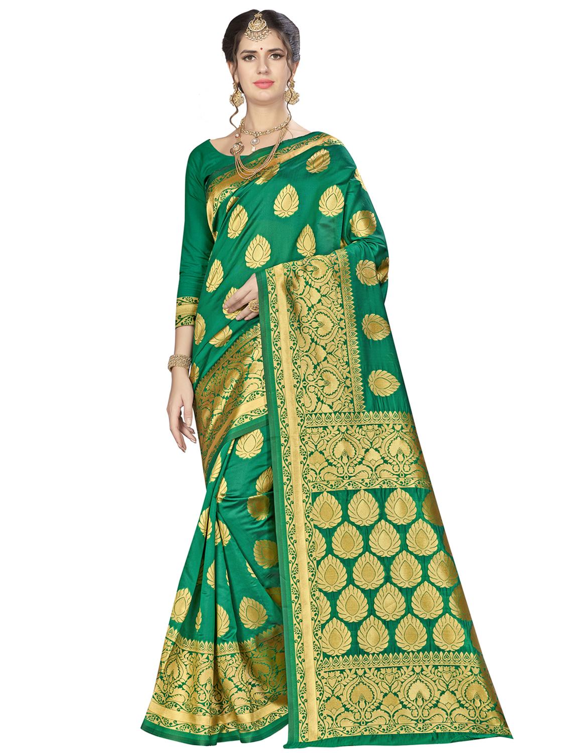 ethnic motif banarasi saree with blouse - 16896823 - Zoom Image - 0