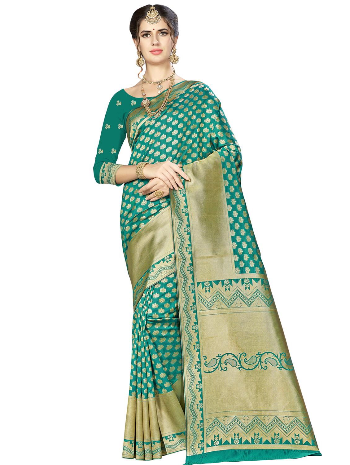 ethnic motif banarasi saree with blouse - 16896828 - Zoom Image - 0