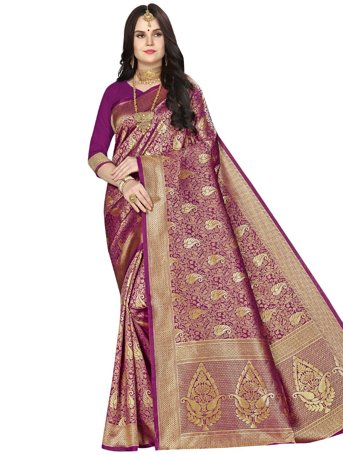paisley banarasi saree with blouse - 16896839 - Zoom Image - 0