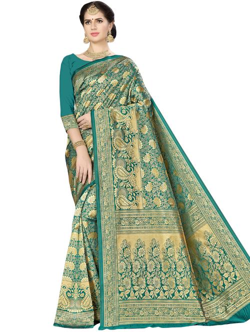 floral banarasi saree - 16896843 - Standard Image - 0
