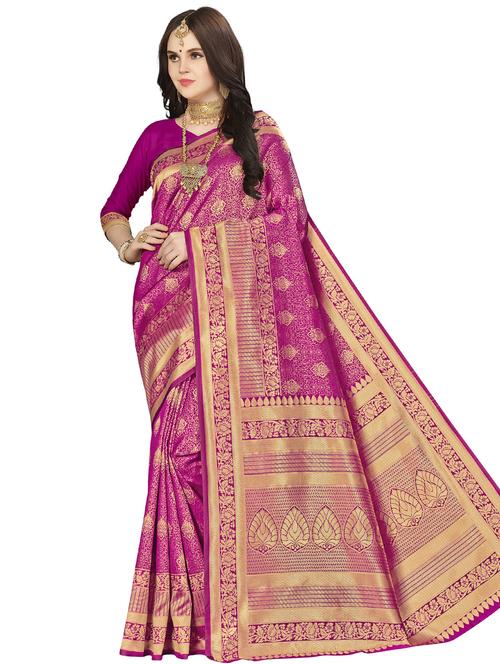 ethnic motif banarasi saree with blouse - 16896848 -  Standard Image - 0