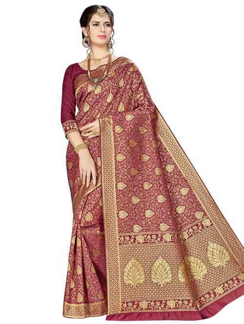 ethnic motif banarasi saree with blouse - 16896851 -  Standard Image - 0
