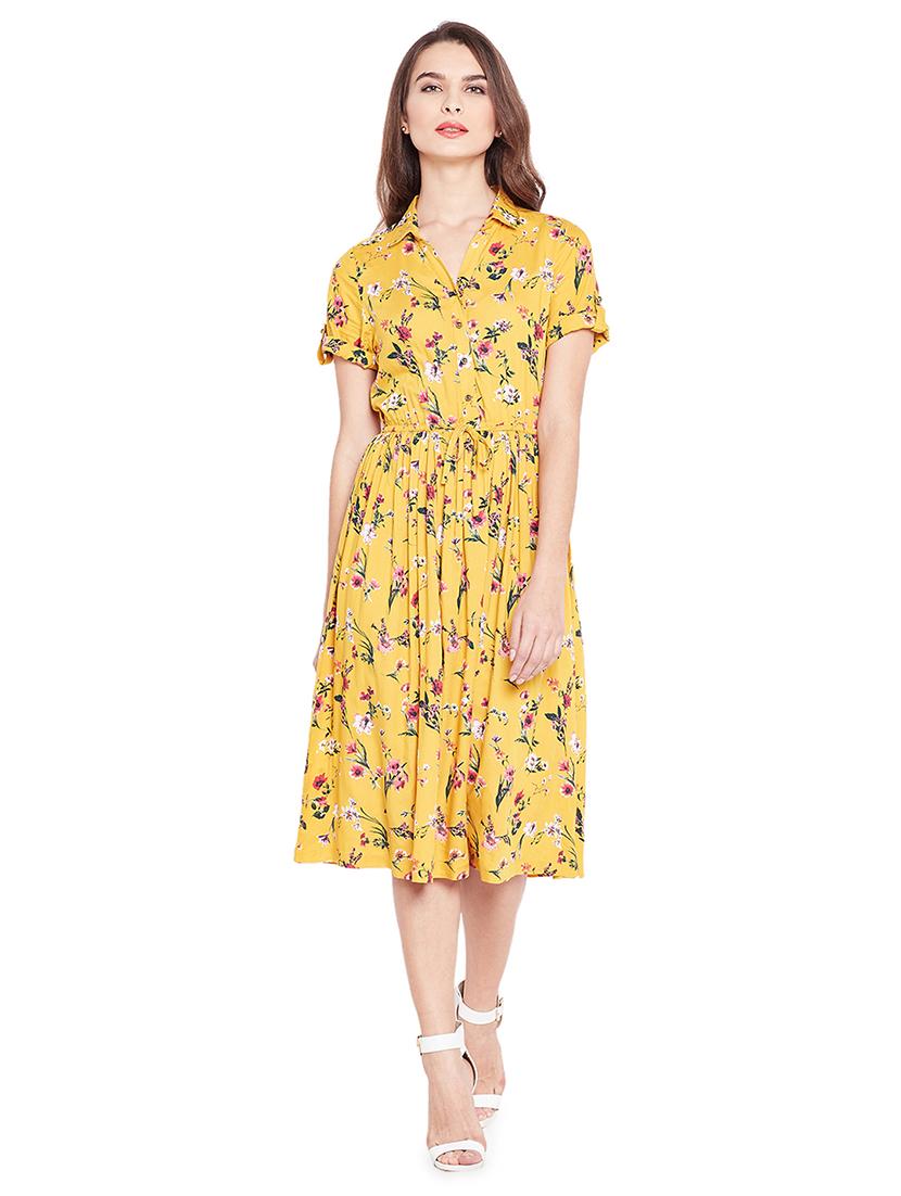 tie front floral flared dress - 16897153 - Zoom Image - 0