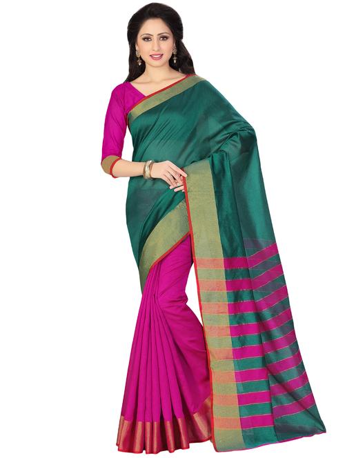 half & half bordered saree with blouse - 16899875 -  Standard Image - 0