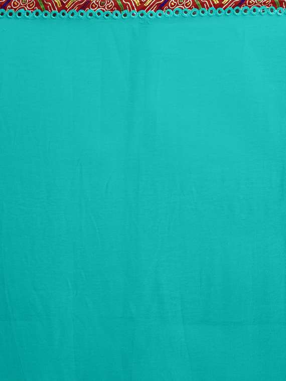 turquoise chiffon bordered saree with blouse - 16900243 -  Standard Image - 3