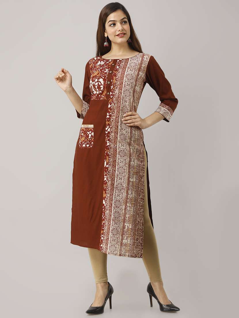 printed straight kurta