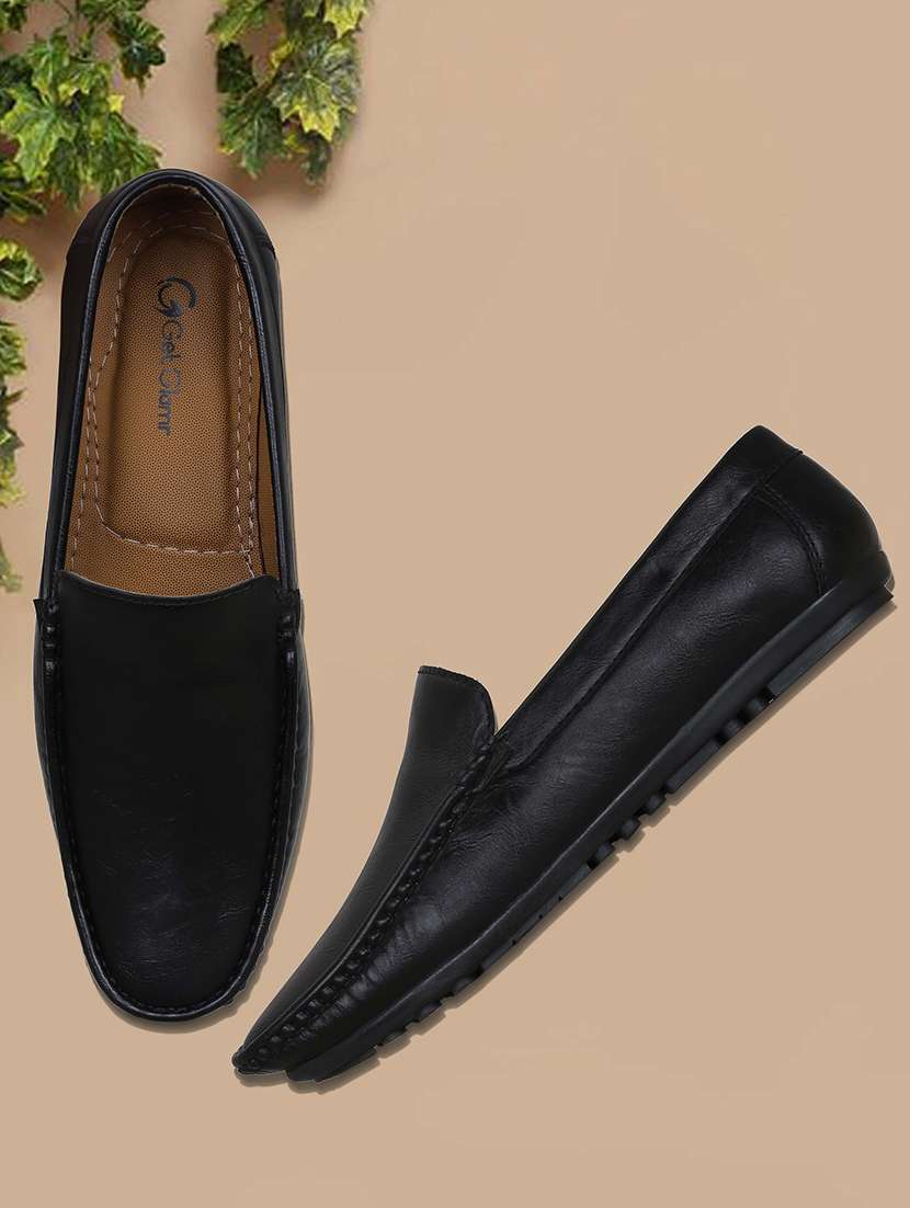 black slip on loafers