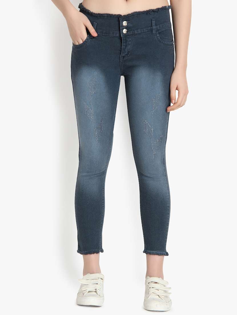 frayed detail stone washed jeans  - 16903287 -  Zoom Image - 0