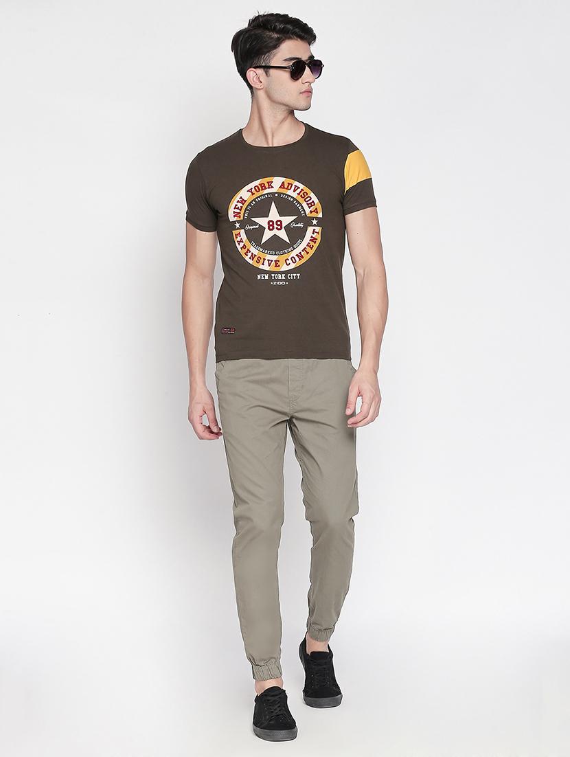 olive green chest print t-shirt - 16907855 - Standard Image - 3