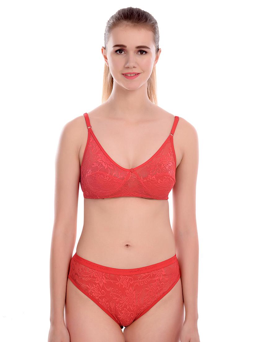 floral patch laced bra and panty set - 16908041 -  Zoom Image - 0
