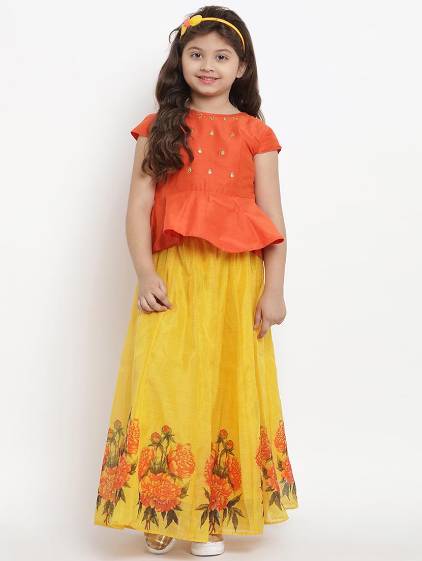 orange silk blend lehenga choli - 16909760 - Zoom Image - 0