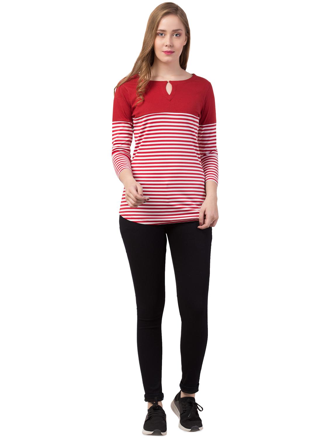 key hole neck striped tee - 16909788 - Standard Image - 3