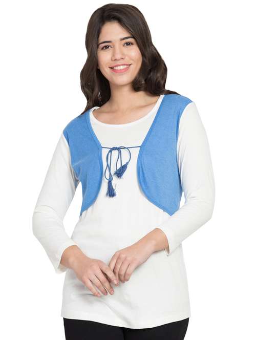 color block tie front tee - 16909789 - Standard Image - 0