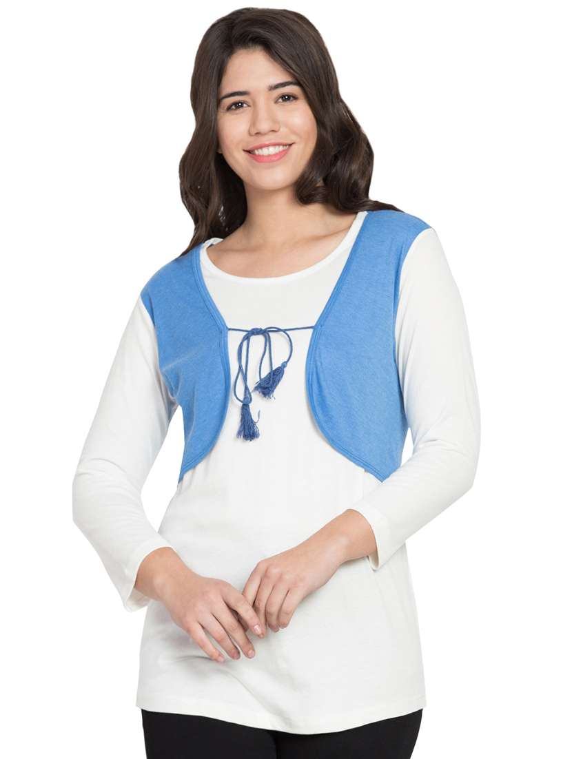 color block tie front tee - 16909789 - Zoom Image - 0