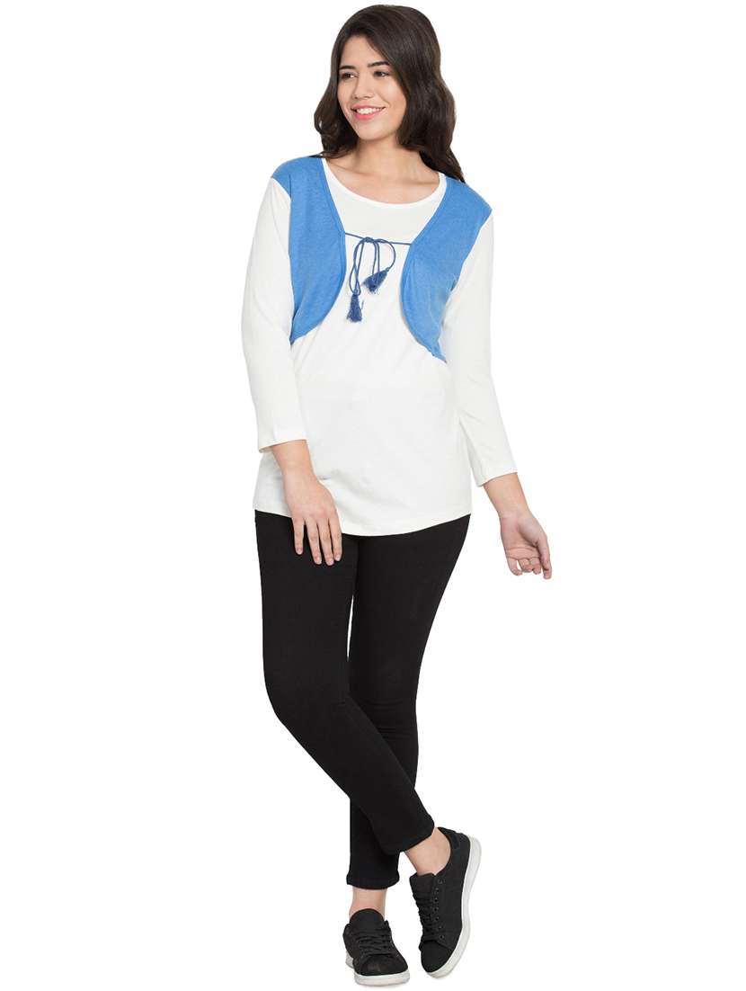 color block tie front tee - 16909789 - Standard Image - 3