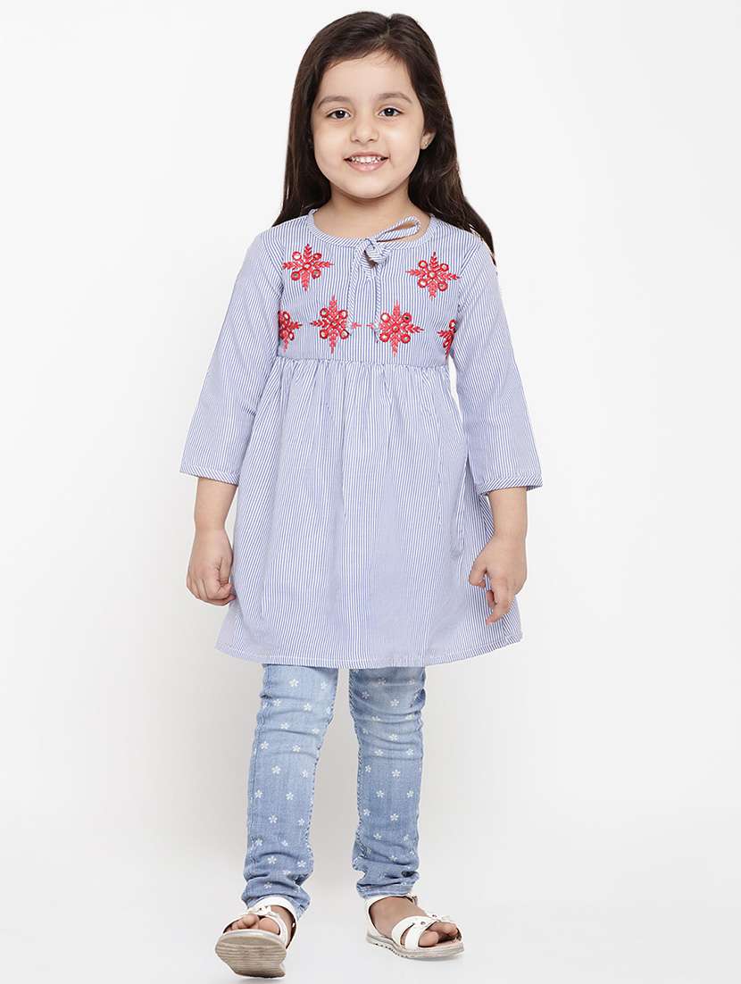 blue cotton a-line  top - 16909795 -  Standard Image - 3