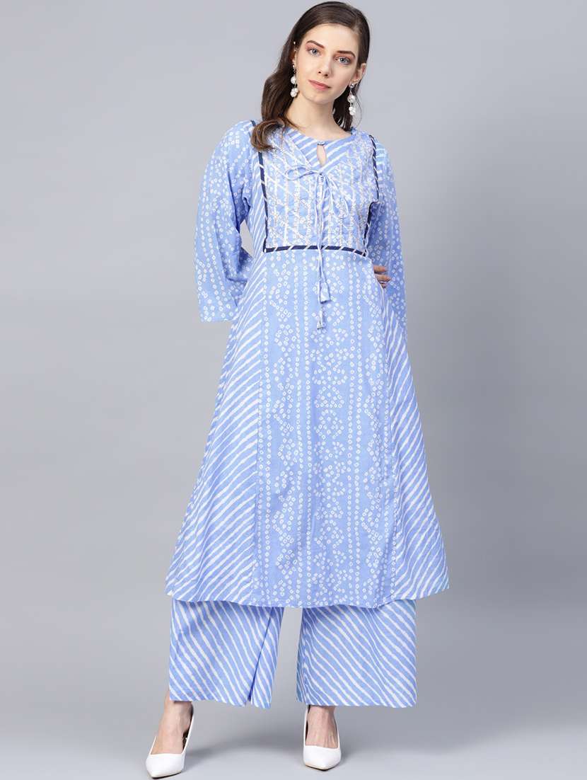 bandhani kurta palazzo set