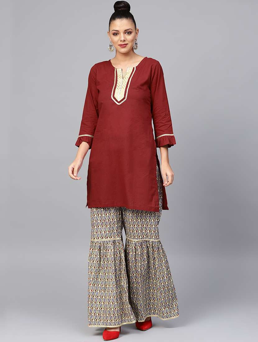 solid kurta sharara set