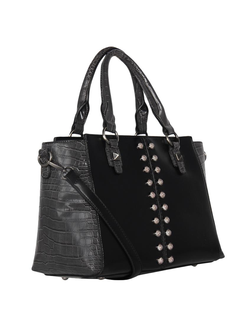 black leatherette (pu) handbag - 16910027 - Standard Image - 3