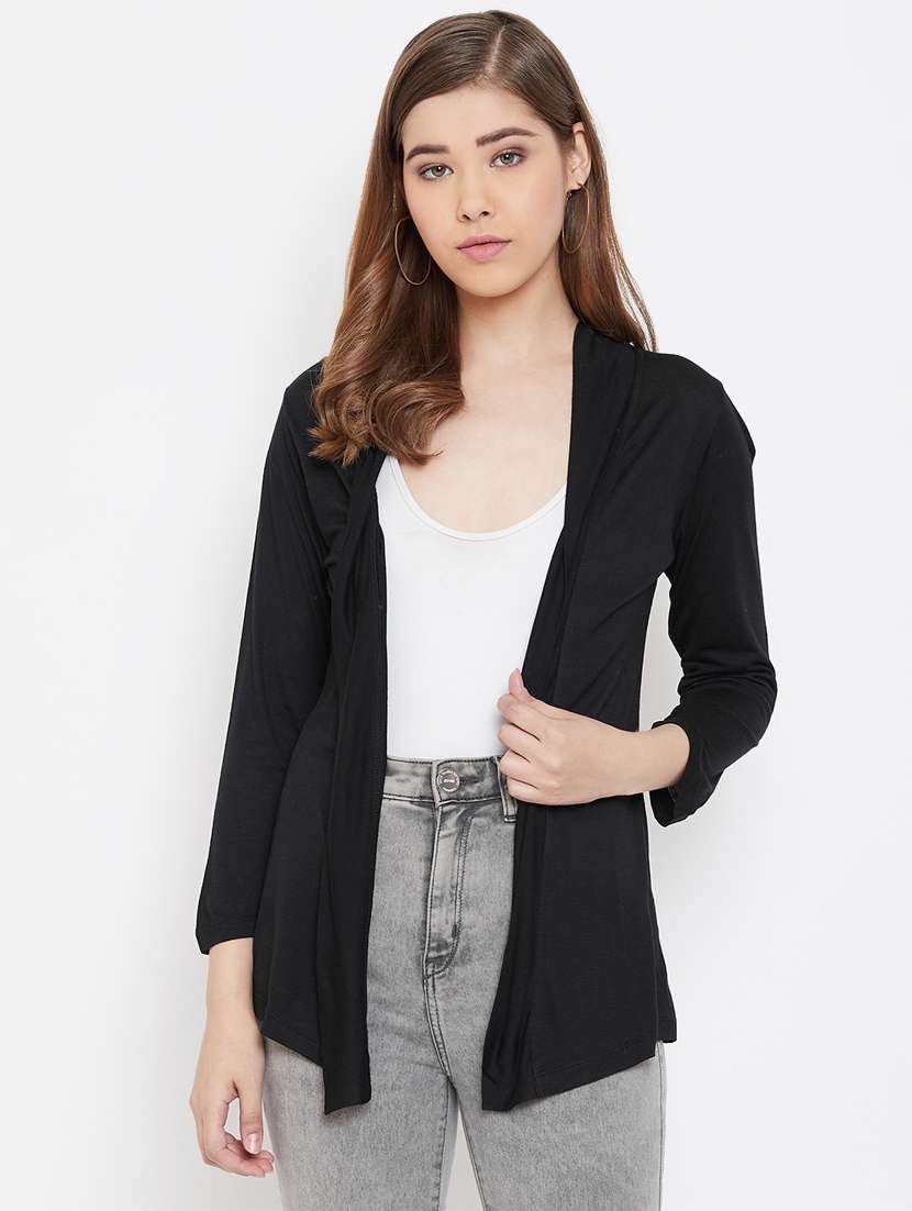 women solids long sleeves shrugs