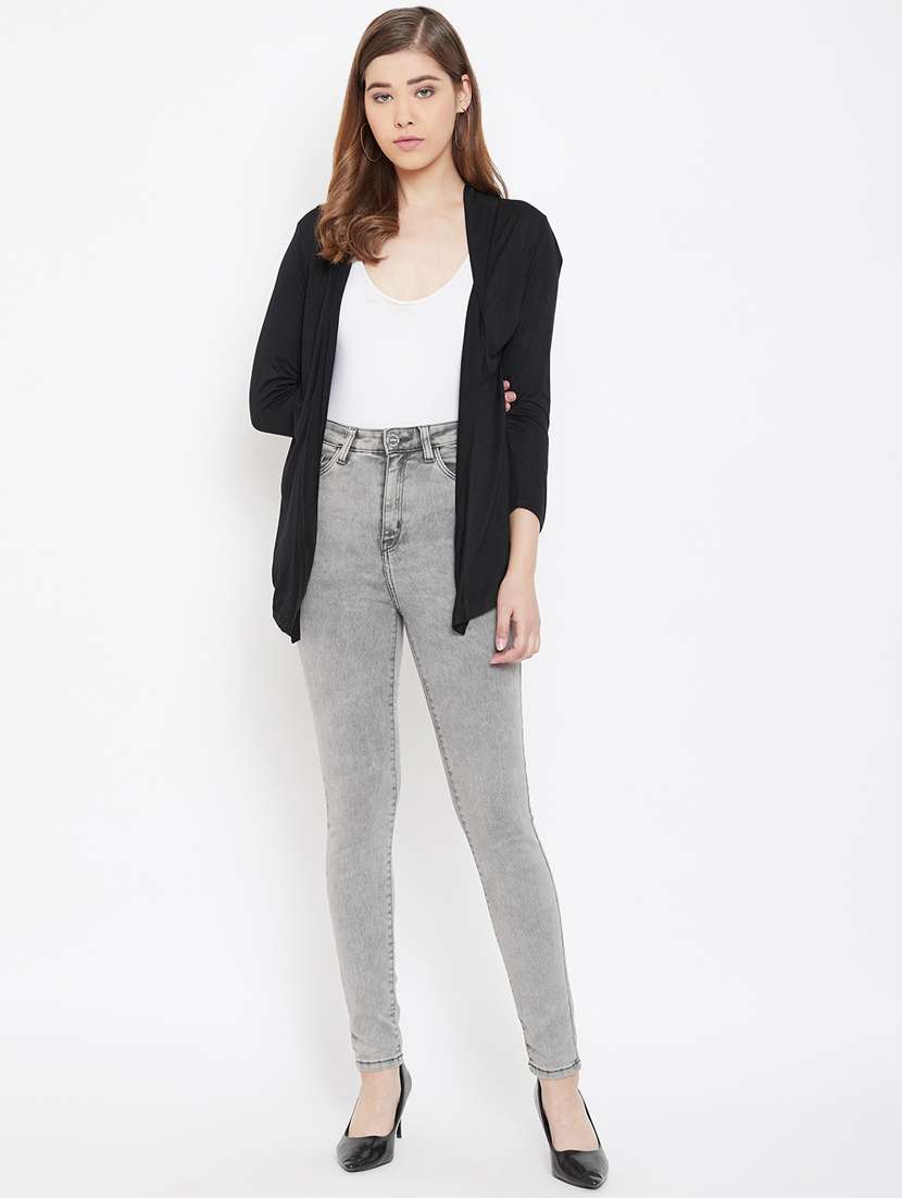 women solids long sleeves shrugs - 16910683 -  Standard Image - 3