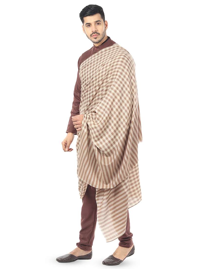 women's checks print stole - 16910921 - Standard Image - 3