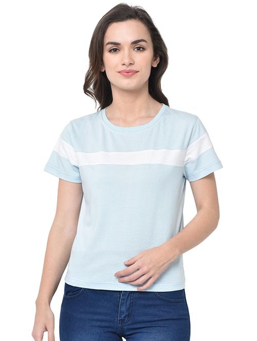 women's color block round neck t-shirt - 16910925 - Standard Image - 0