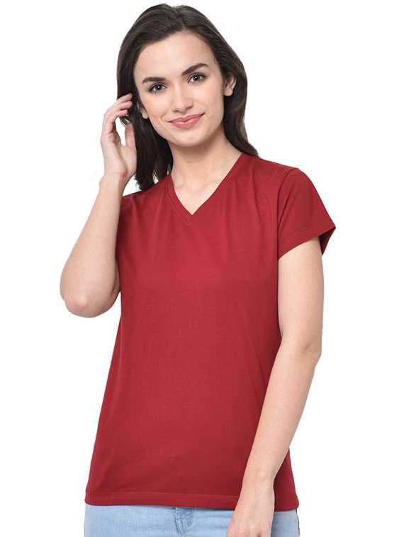 women's plain v neck t-shirt - 16910927 - Zoom Image - 0