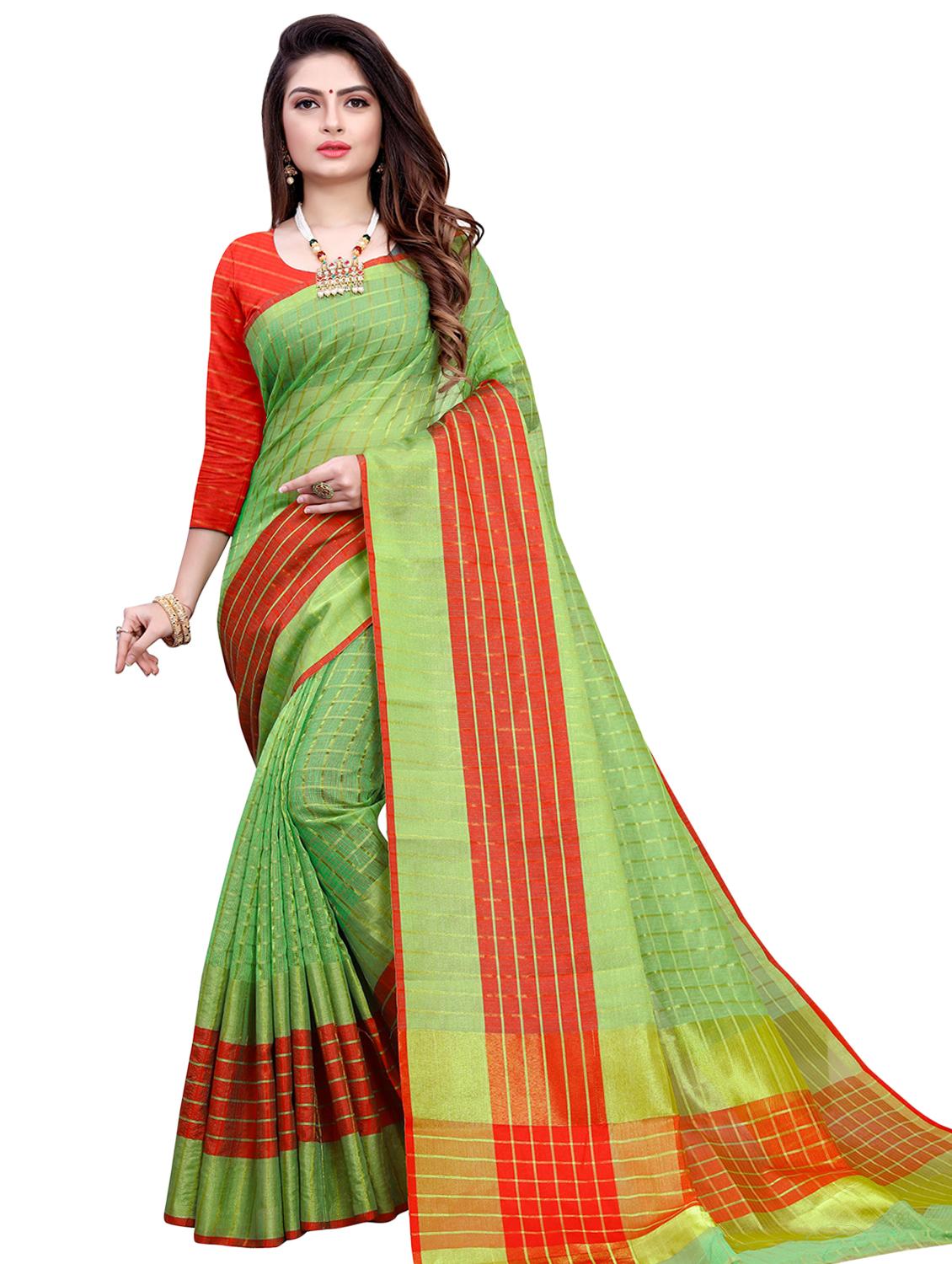 striped tant saree with blouse - 16912503 - Zoom Image - 0