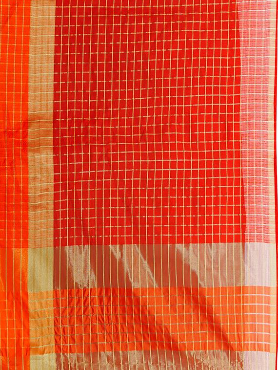checkered tant saree with blouse - 16912504 - Standard Image - 3