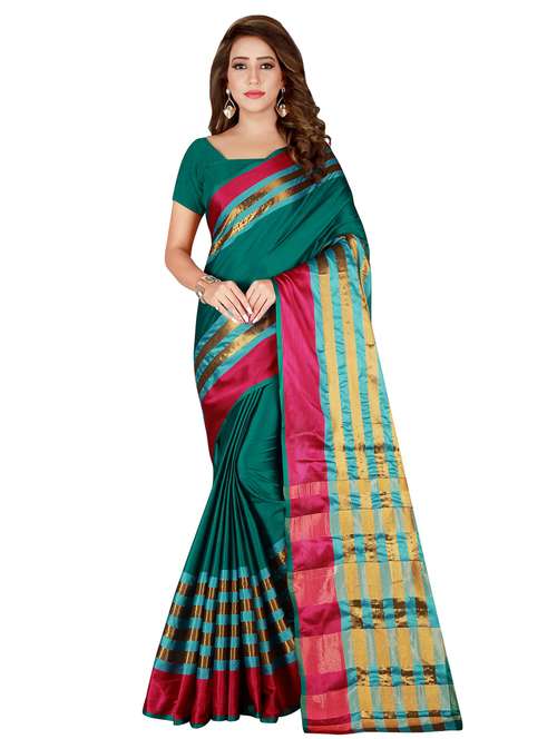 striped woven saree with blouse - 16912508 - Standard Image - 0