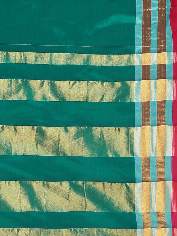 striped woven saree with blouse - 16912508 - Standard Image - 3