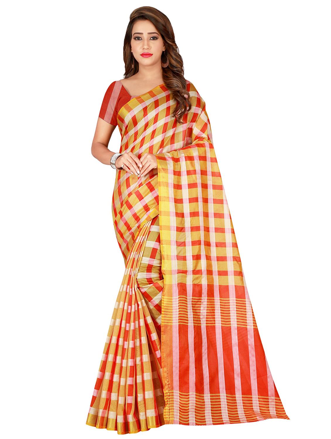 checkered woven saree - 16912521 - Zoom Image - 0