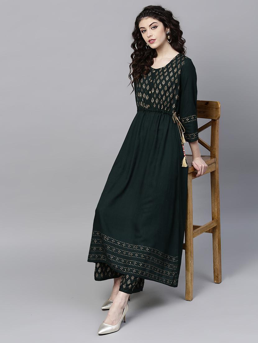 green ethnic dress