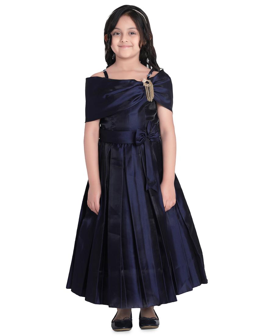 navy blue satin party gown - 16915168 -  Zoom Image - 0