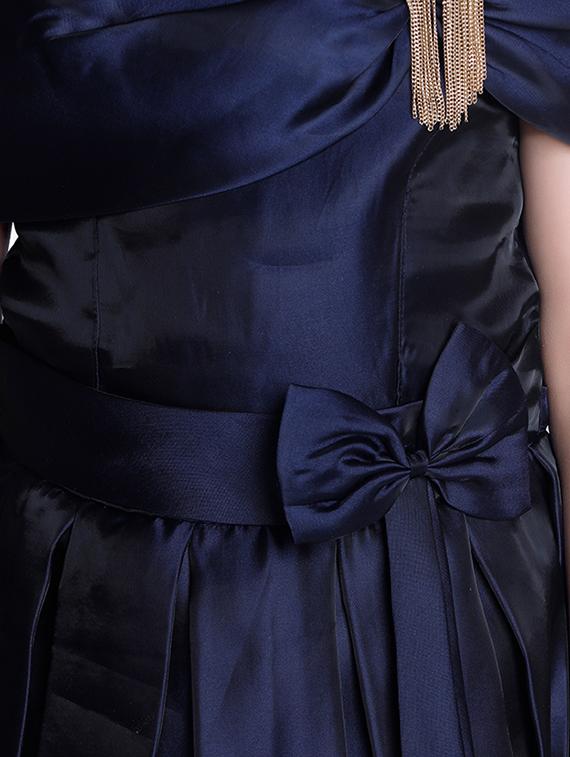 navy blue satin party gown - 16915168 - Standard Image - 3