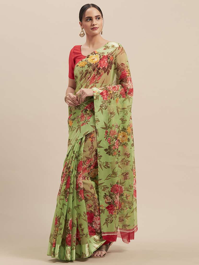 floral woven saree with blouse