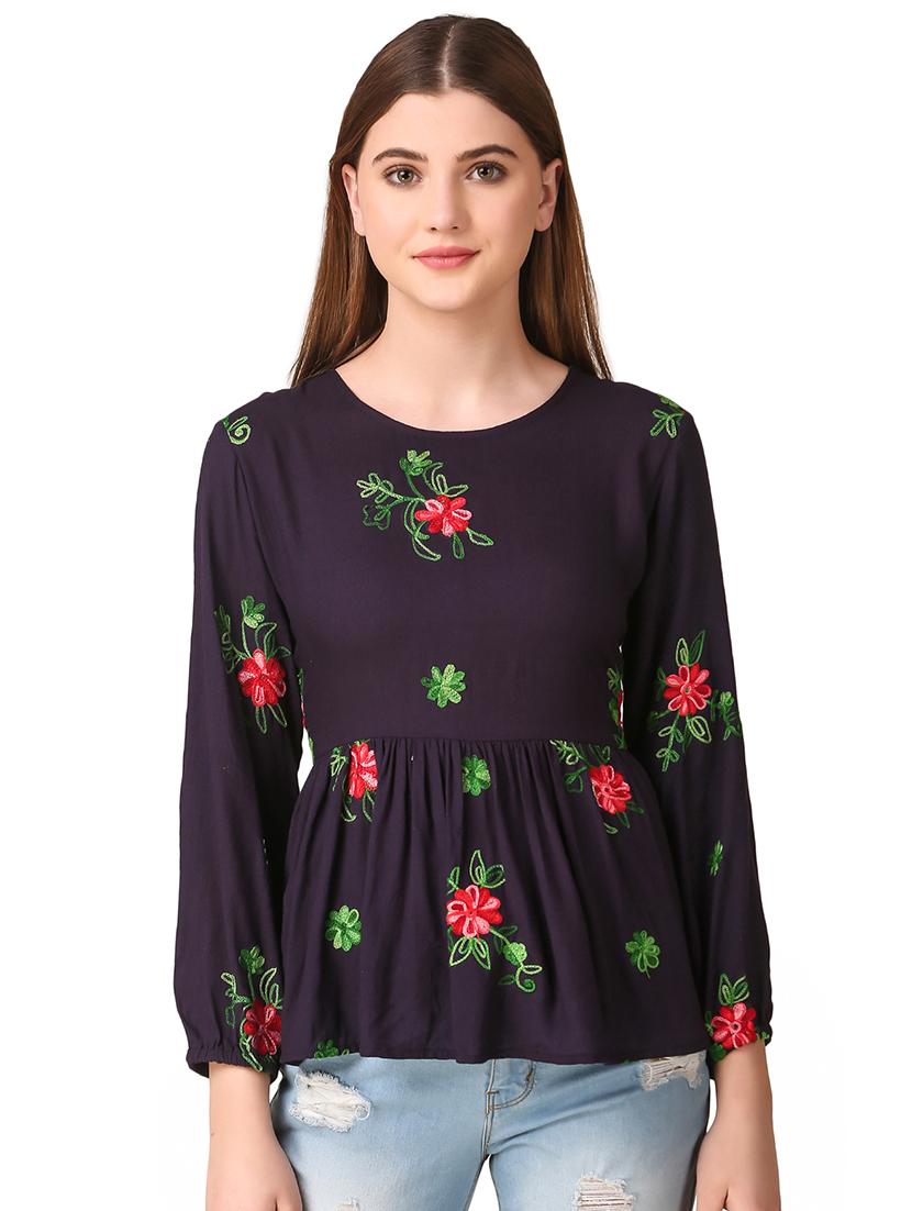 gathered hem embroidered top  - 16917829 -  Zoom Image - 0